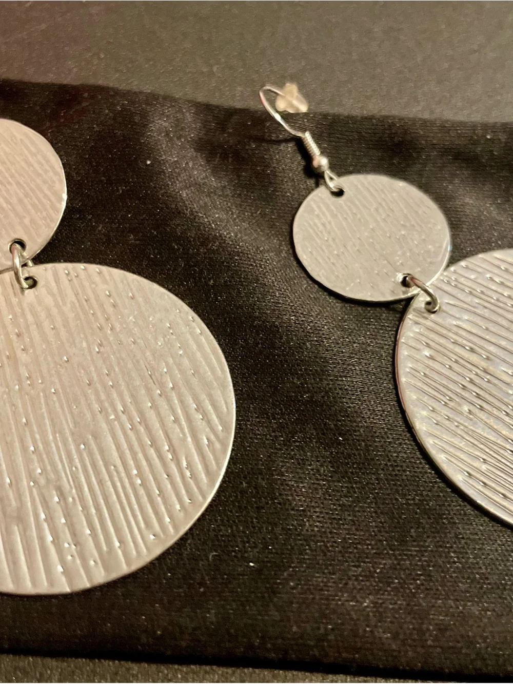 Silver-Metal Tone Textured Disc Drop Earrings - Women's Jewelry